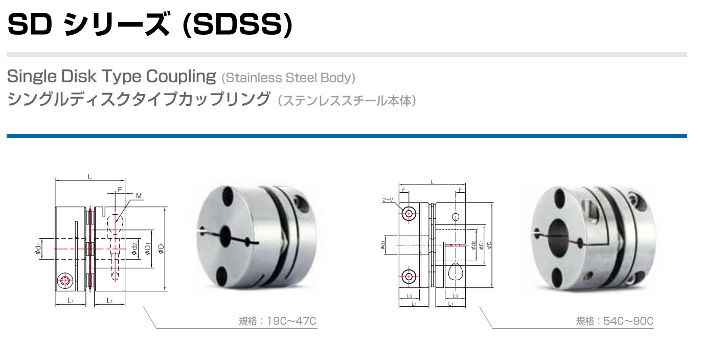 SD シリーズ(SDSS) シングルディスクタイプカップリング クランプタイプ
